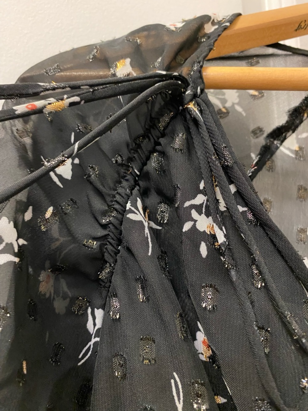 Dynamite Black Floral Sheer Wrap Top - Picture 4 of 11
